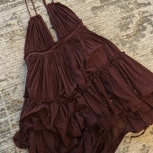 Free People 100 Degree Wine Red Boho Date Party Beach Halter Dress
